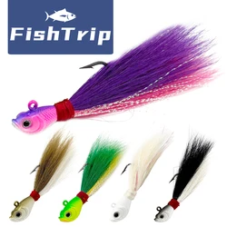 FishTrip 3pcs Hair Jig Head Sea Fishing Hook Bucktail Jig 7-56g Sea Multicolor Trout Bass Fishing Lure Accessories Saltwater