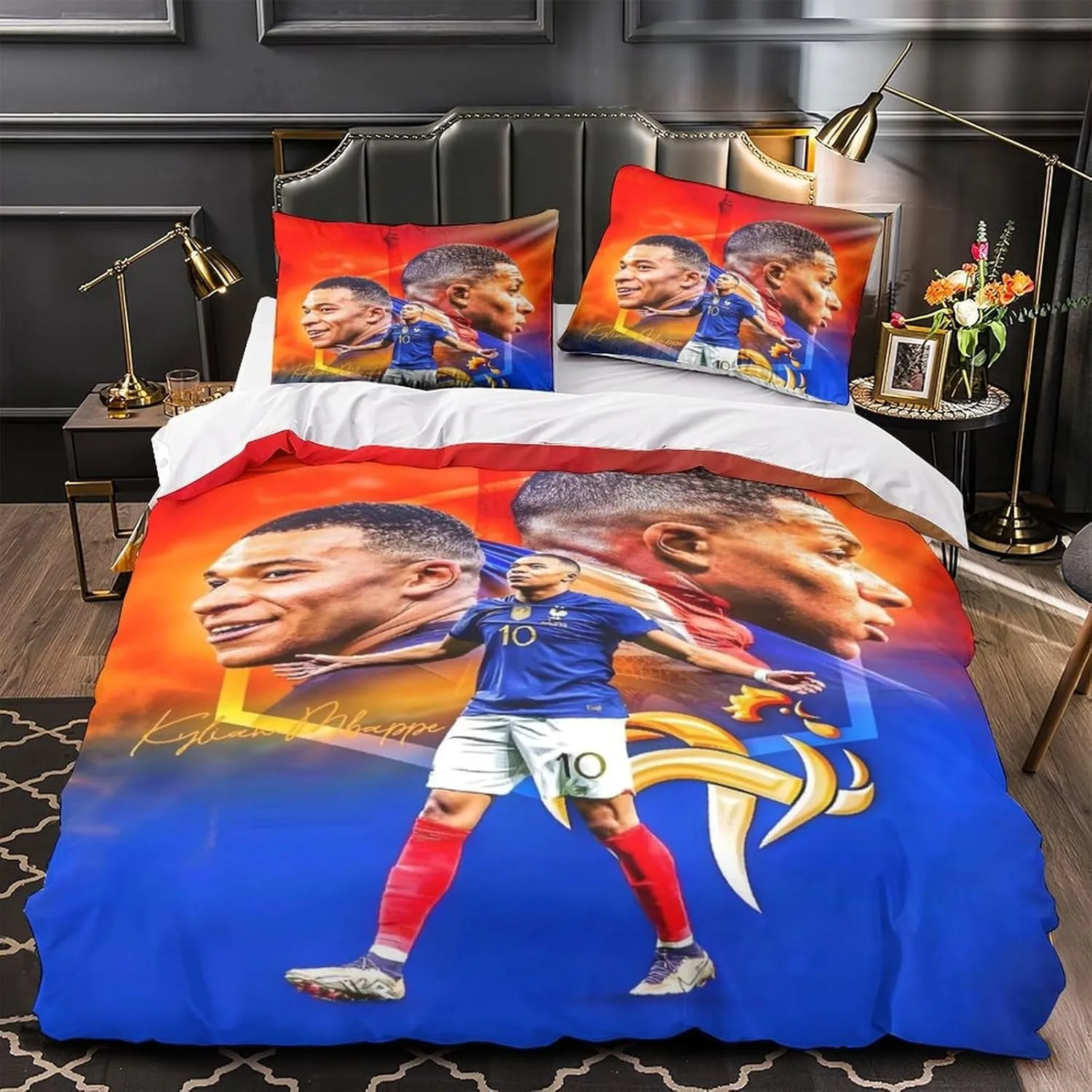 K-Kylian Mbappé Bedding Set Football Star Bedding 2/3pcs Sets Duvet Cover Anime Bedroom Bedclothes Pillowcases