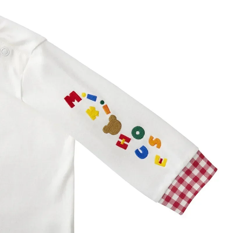 T-shirt Japanese Style Fashion Brand 2023 Autumn New Boy and Girl Cartoon Standing Bear Letter Embroidered Long Sleeves