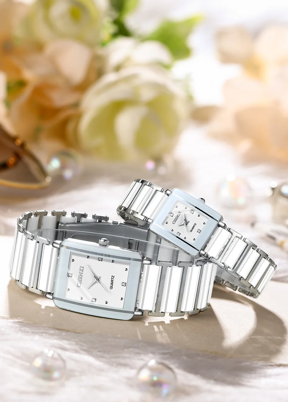 CHENXI 104A Couple's Quartz Watch Gold Black and White Ceramic Luxury Watch Men's and Women's Valentine's Day Gift Watch Reloj