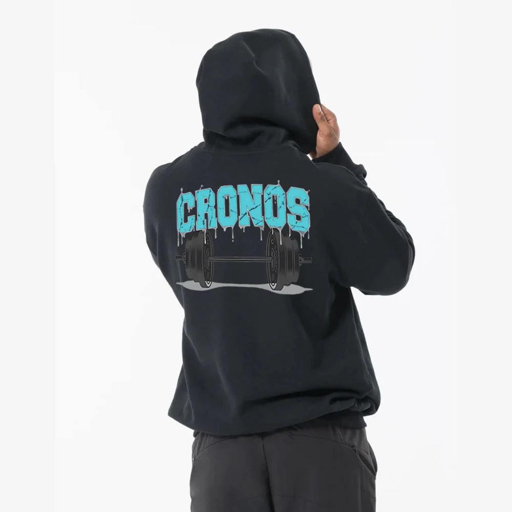CRONOS Loose Mens Fitness Hoodies Graphic Pullover Hooded Sweatshirts Workout Street Style Male Hoodies With Kangaroo Pocket