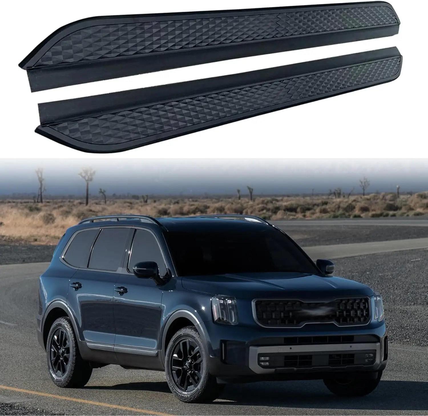 

2 шт. подходят для всех новых KIA Telluride 2020-2025 2026 черных боковых ступеней Nerf Bar