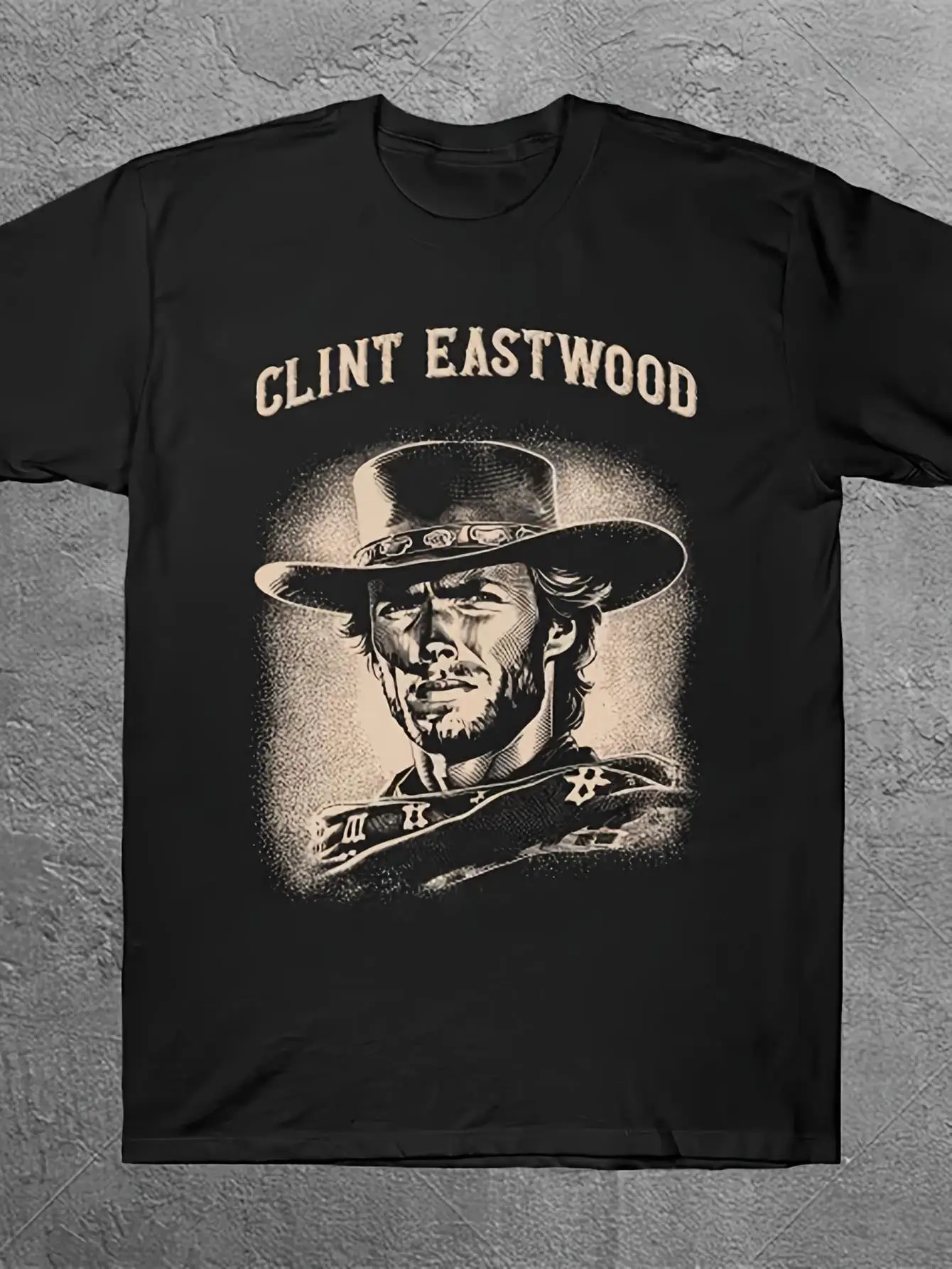 تيشيرت رجالي بأكمام قصيرة مصنوع من القطن الخالص بنمط CLINT EASTWOOD مطبوع عليه، طراز عادي، عصري كبير الحجم