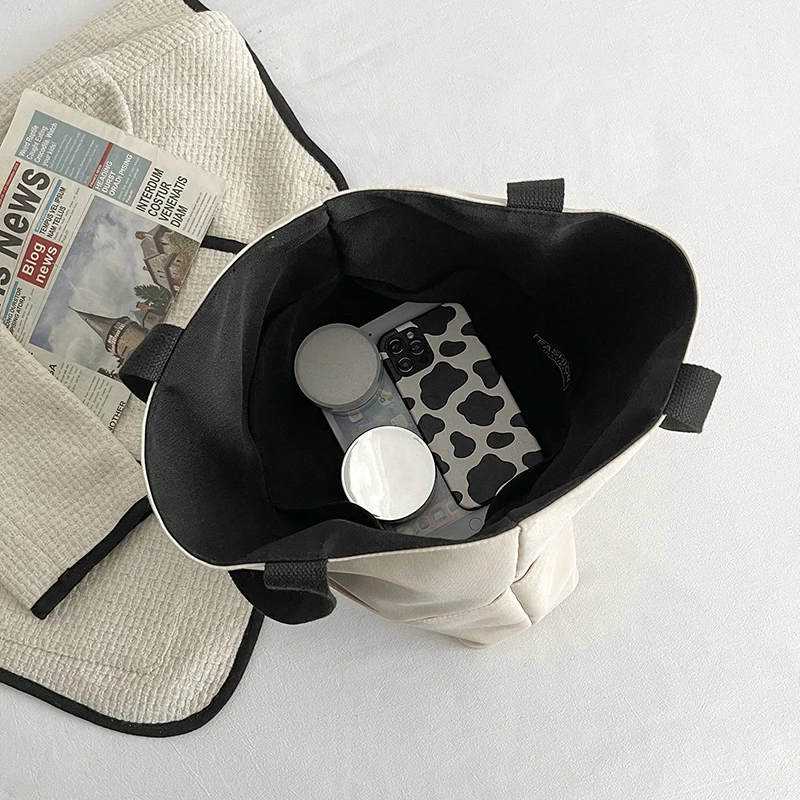 Women's Multi Pockets Canvas Big Size Handbag Female Male Teenager Student Environment-Friendly Leisure Shopping Bag