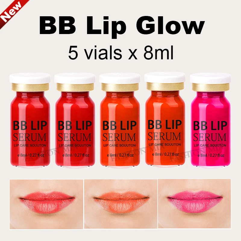 8ml BB Lips Glow Serum Starter Kit Semi-Permanent Long Lasting Lip Gloss Pigment Moisturing Brightening Lip Skin Care Treatment