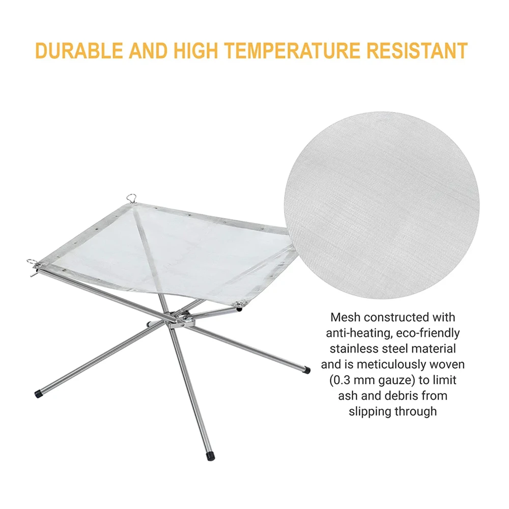 휴대용 야외 화로 접이식 강철망 또는 화로 받침대 나무 난로 캠핑 용품 뒷마당 정원용 썸네일 6