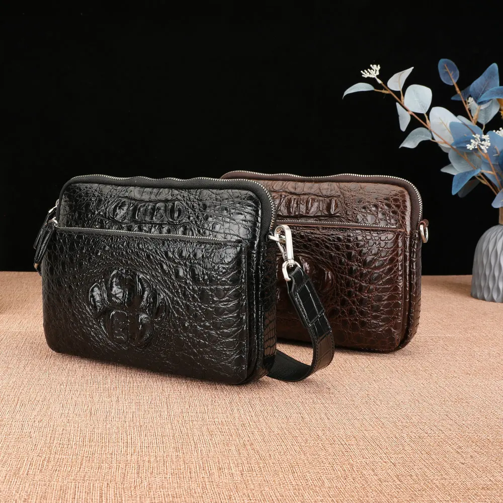 

2023 New Crocodile Bone Skin Men's Shoulder Bag Casual Fashion Messenger Bag Large Capacity Genuine Leather Crossbody Bag 45