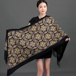 Paisley Pashmina Winter Women Embroidery Cashmere Scarf Thicken Warm Lady Tassel Shawl Blanket Scarves Bufanda Mejur Wraps