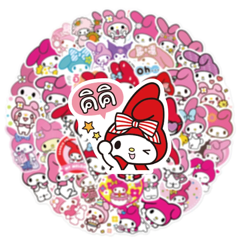 สติกเกอร์การ์ตูน My Melody น่ารัก10/30/50ชิ้นสติกเกอร์อนิเมะสำหรับเด็กผู้หญิงน่ารักของเล่นกระบอกน้ำโทรศัพท์ DIY สติกเกอร์อนิเมะ Sanrio