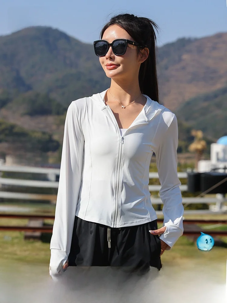 

Snow Flng, новинка весны 202, Upf50, женская солнцезащитная одежда с капюшоном, тонкая одежда для йоги, уличная модная нейлоновая спандекс