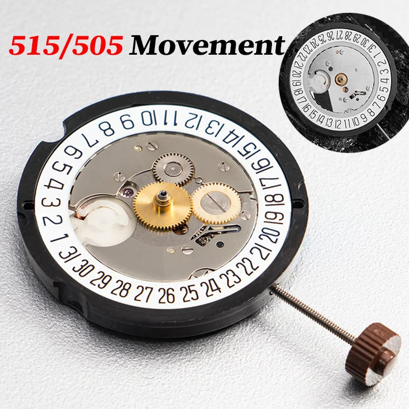 

515 505 Механизм Кварцевый электронный механизм Аксессуары для часов 3 стрелки Дата отображается на 3-х часах/ат 6 часов