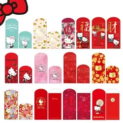 10Pcs Kawaii Hello Kitty Red Envelopes Anime Cartoon 2024 Spring Festival New Year Wedding Birthday Lucky Money Bag Packet Gifts