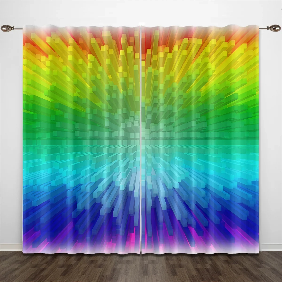 3D Print Moden Rainbow Pencil Kids Child Light Filtering Drapes Theme Decorative 2 Panels Thin Curtains For Bedroom Living Room