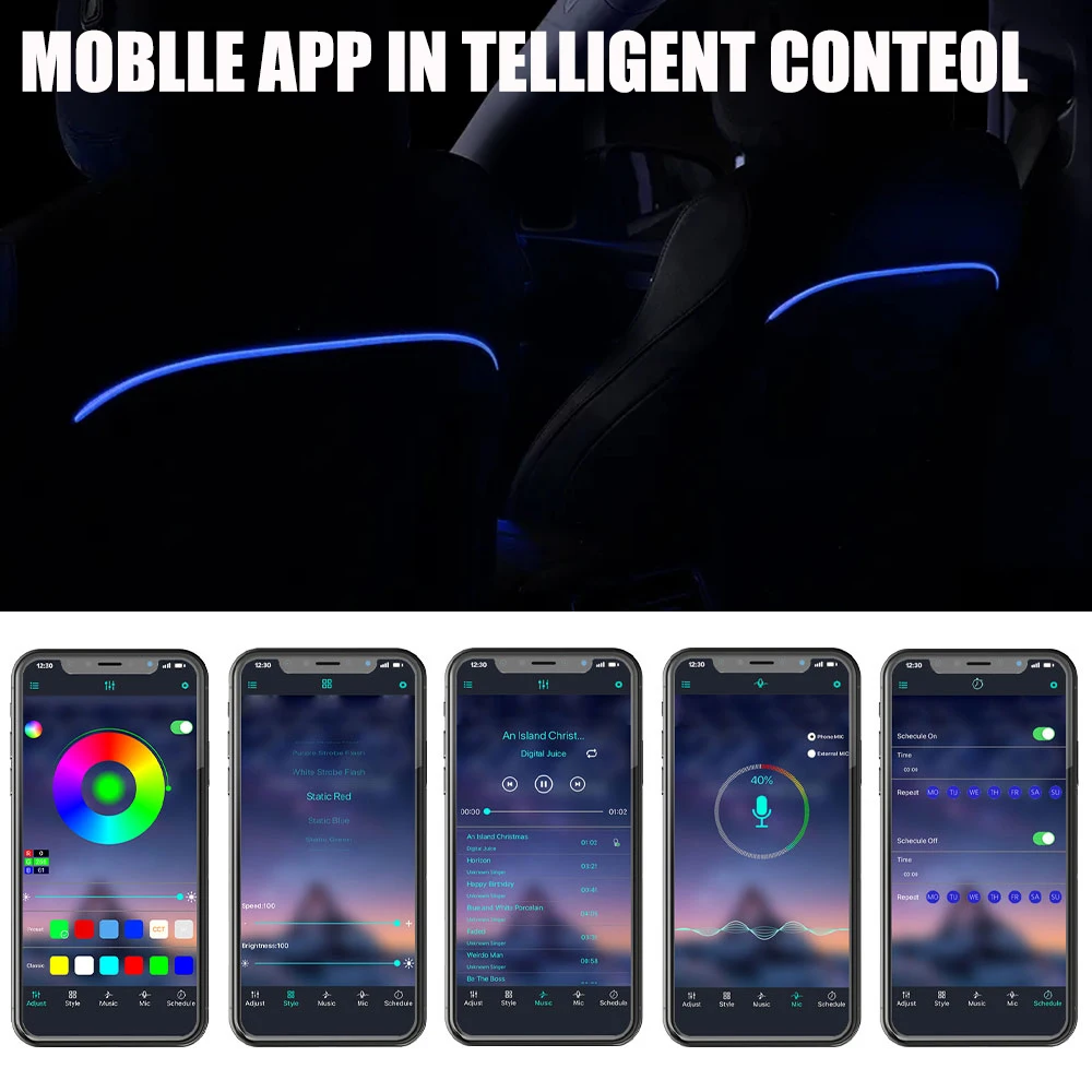 2in1 APP 64Color Car Backrest Seat Back LED Ambient Lighting Replacement Modified Original Luminous Rear Seat Light Modification