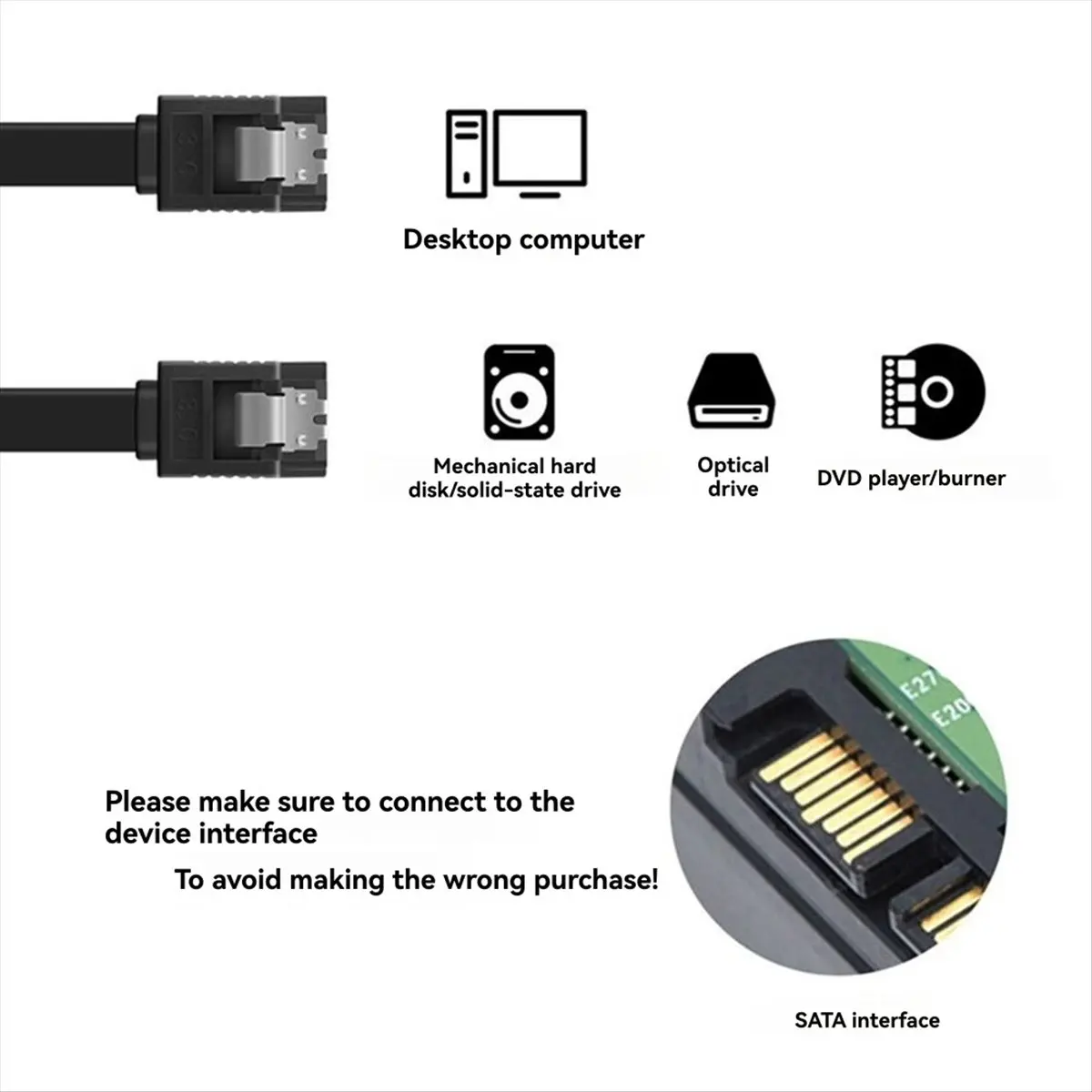 [VALUE PACK]SATA3.0 Data Transmission Cable PC Laptop SATA HDD SSD Drive Writer Straight 6Gbps Quick Data Cord