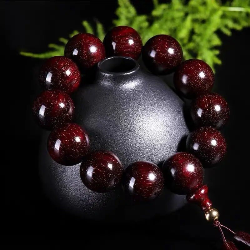 India Golden Spots Pterocarpus Santalinus 2.0 Ebony 1.8 Bracelet Men's Wooden Ornament