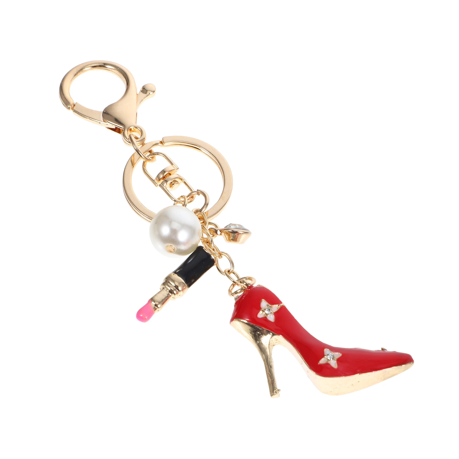 

Lipstick Perfume Bottle Keychain Pink Iron Cute Bling Keychains for Women Car Keys Bag Pendant Charm Long Lasting Portable
