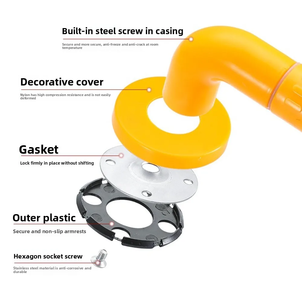 

Stainless Steel Bathroom Handrail with Illuminated Ring Anti-Slip Granules Bathroom Balance Bars Thicken Advanced Auxiliary