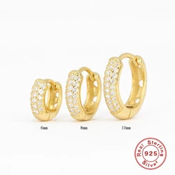 CANNER 925 Sterling Silver Circle Hoop Earrings 6mm/8mm/10mm Fashion Luxury Multi-row Classic Versatile Zircon Earrings Jewelry