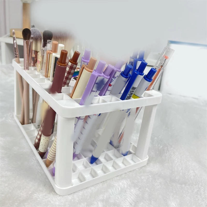 Large Capacity Makeup Brush Storage Holder Stand Organizer Rack Multi Hole Pen Insert Brush Holder Plastic Brush Storage Tube image 5