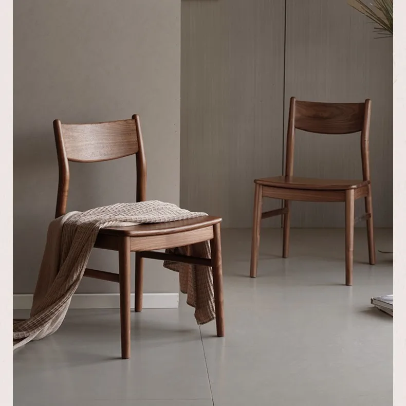 

Dining room black walnut back chair covered with ancient log dining table and chairs household dining chair