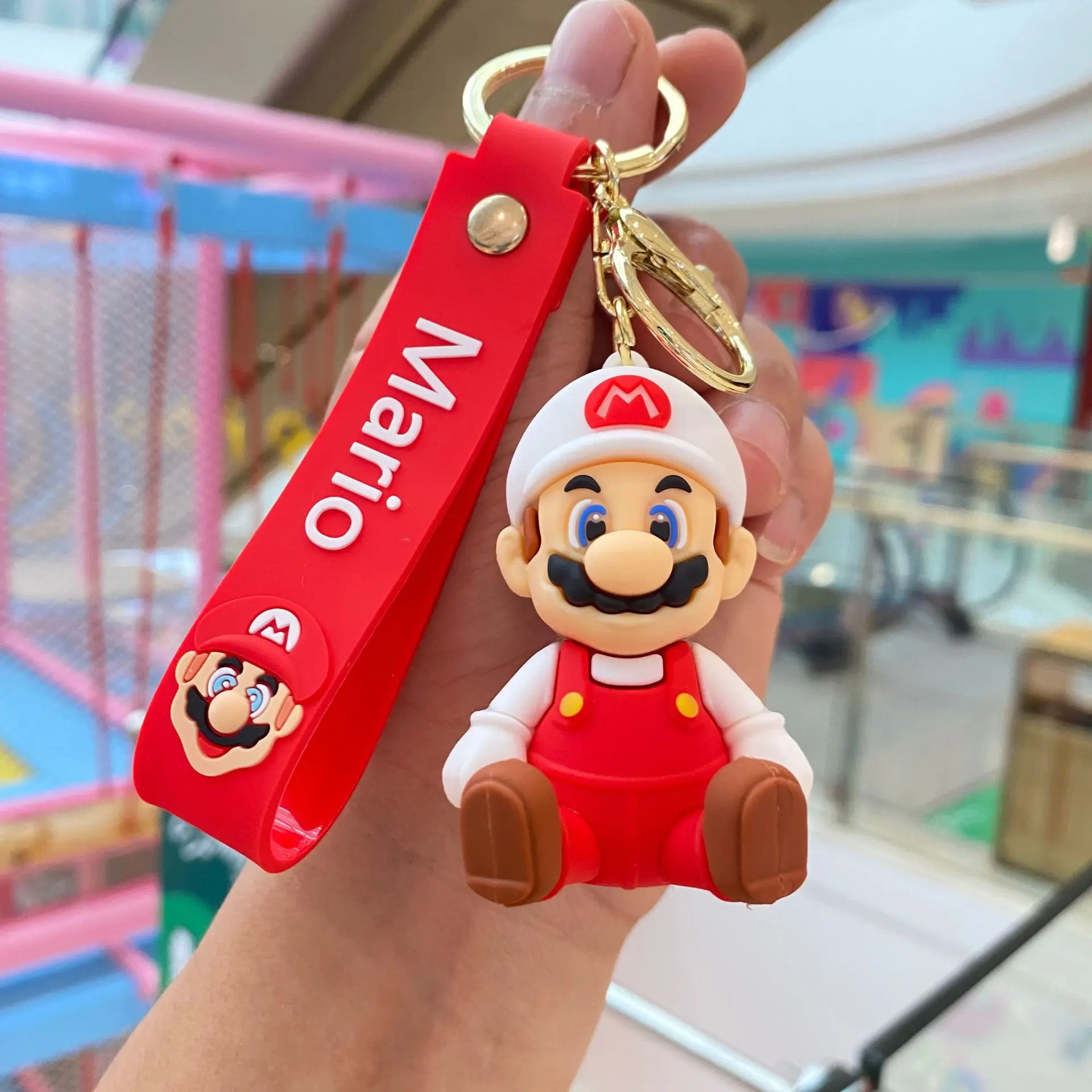 Super Mario Action Figure Keychain Toys Luigi Figurine Keyring Collection Model Ornaments Kids Fans Charm Birthday Gfits