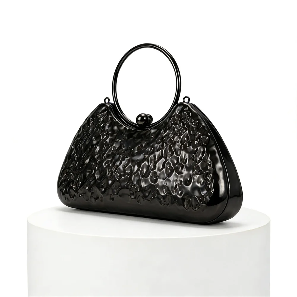 

Gold Gunmetal Metallic Iron Box-Style Women Top Handle Fashion Single Shoulder Crossbody Bag Stylish Evening Handbag And Purse