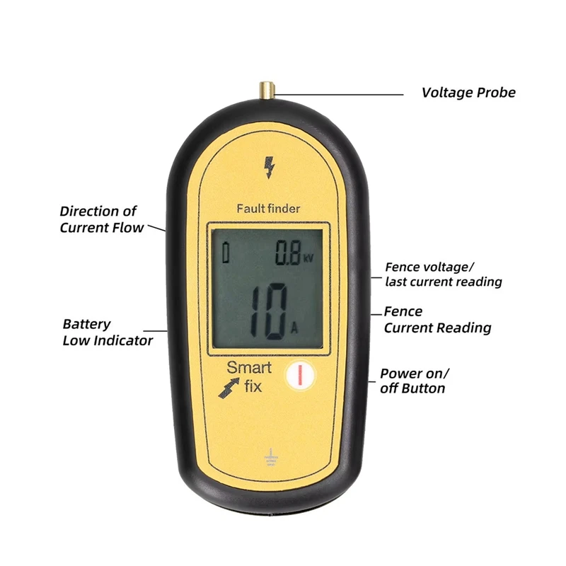 AA46 200-15000 فولت يده تستر خطأ مكتشف الاتجاه الحالي LCD الخلفية عرض مزرعة سياج إلكتروني خطأ مكتشف
