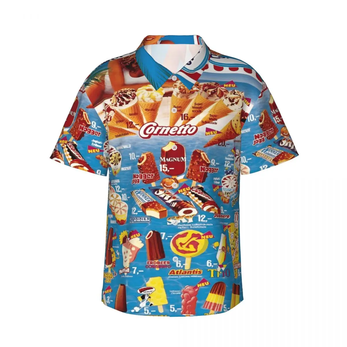 

Sweet Ice Cream Hawaiian T-Shirts Men Women Unique Polyester Tees Short Sleeve T Shirt Party Clothes