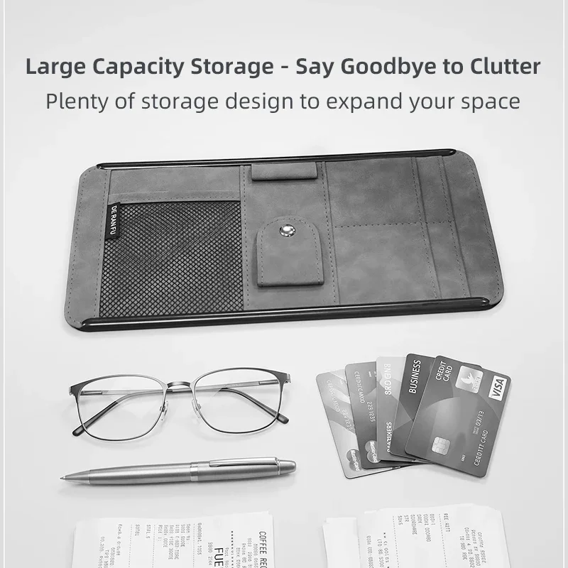 New Car Sun Visor Organizer Multi-Pocket Business Card Storage Management Sunglasses Holder Visor Accessories Auto Interior