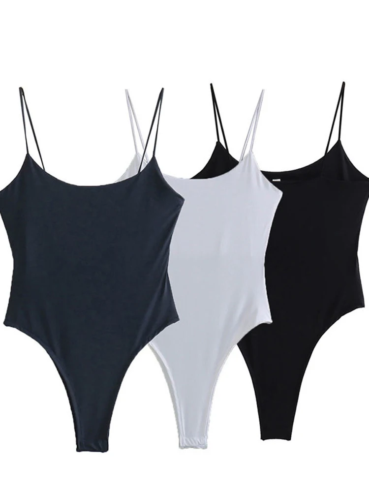 Women's Backless Bodysuits with Thin Straps Snap-Button Sexy Fashion Female Playsuits Comfortable Fit Bodycon Clothing