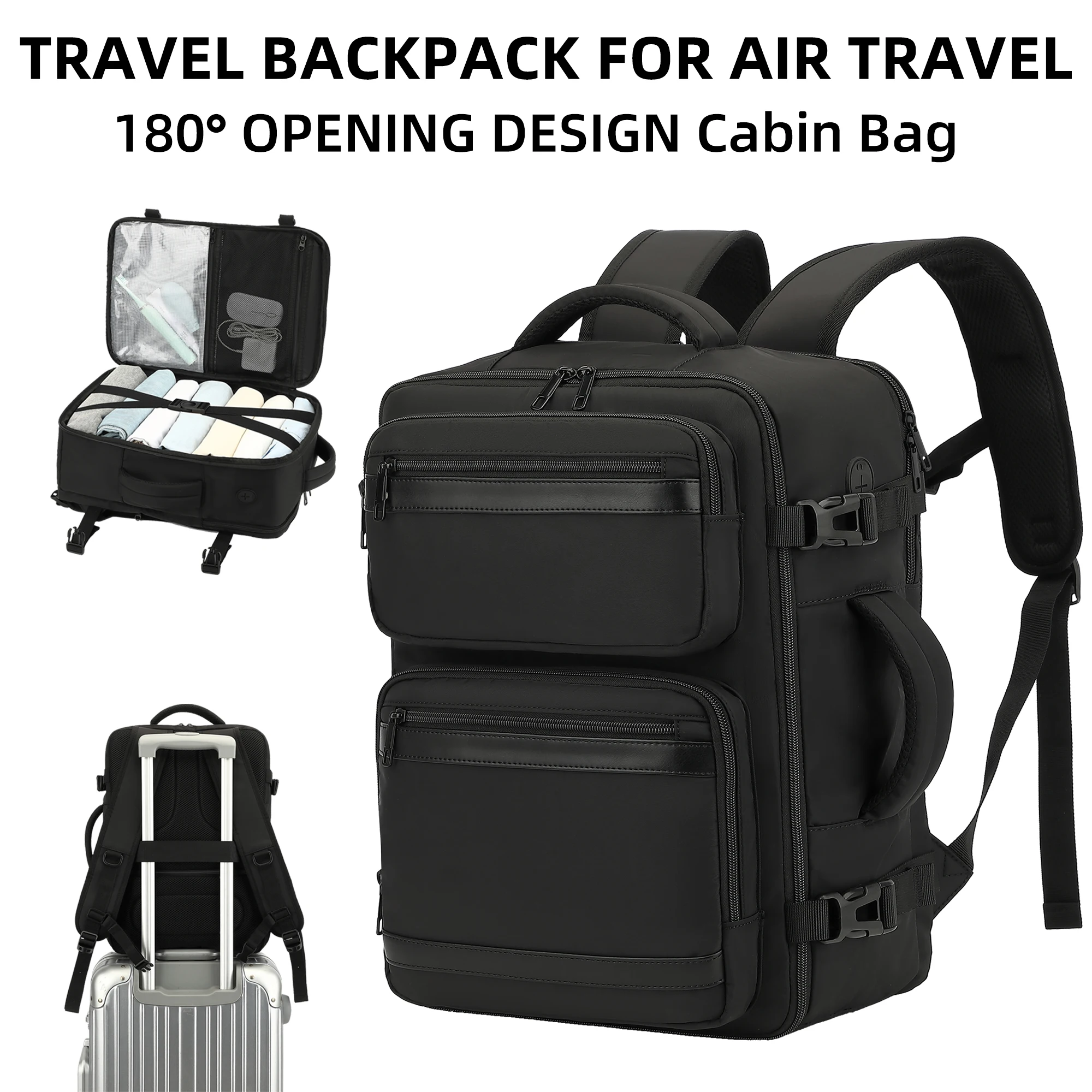 EZUOLA Large-Capacity Travel Backpack 24L Unisex 14-15.6 Inch Laptop Compartment Hiking Backpack with Multiple Pockets for