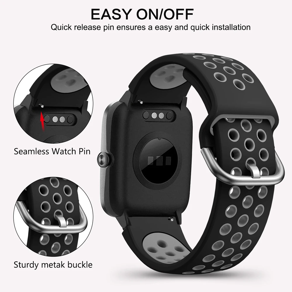 Ademende siliconen band voor lemfo lem12 pro smart watch band quick release armband riemen voor lemfo i15 lem14 lem15 correa