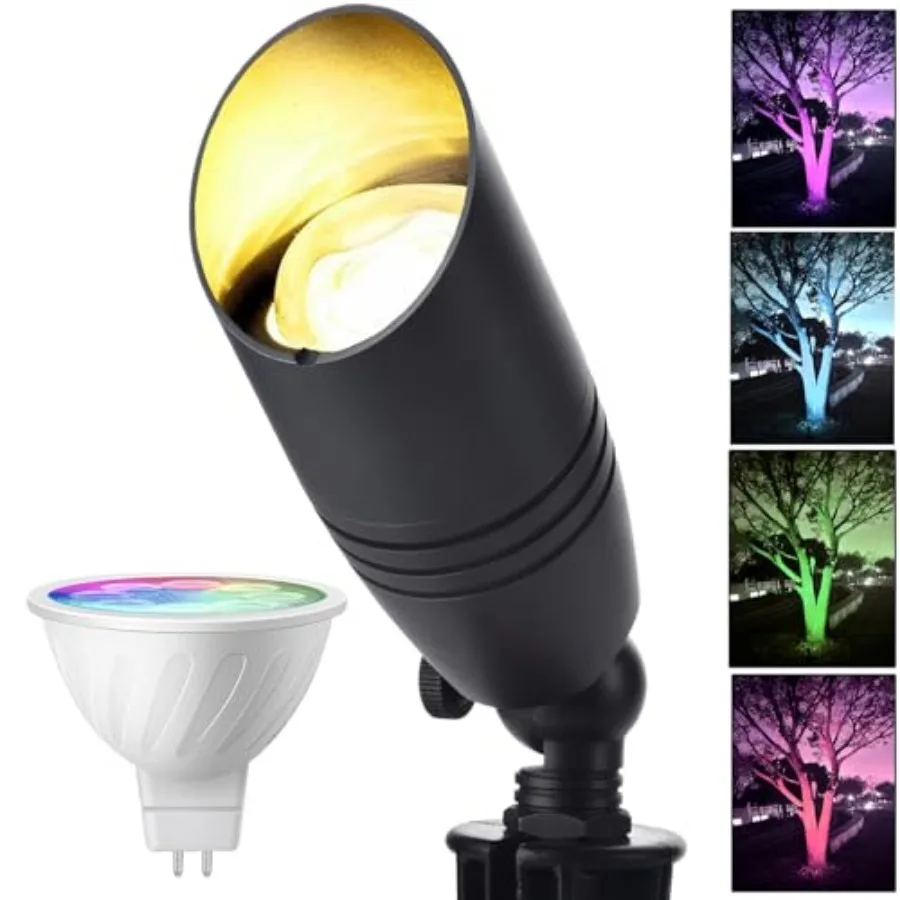 

Color Changing Outdoor Landscape Lights 12V RGB Low Voltage Landscape Lighting Kit with Remote Control Smart Landscape Spotligh