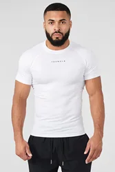 Men's casual T-shirt for sports and fitness, quick drying, breathable and elastic fitness clothes for runners, outdoor running b