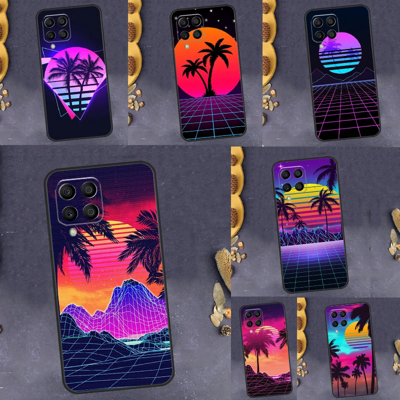 Synthwave Retro 80s Neon Phone Case For Samsung Galaxy M53 M33 M23 M13 M12 M22 M32 M52 M20 M14 M54 M11 M21 M31 M51