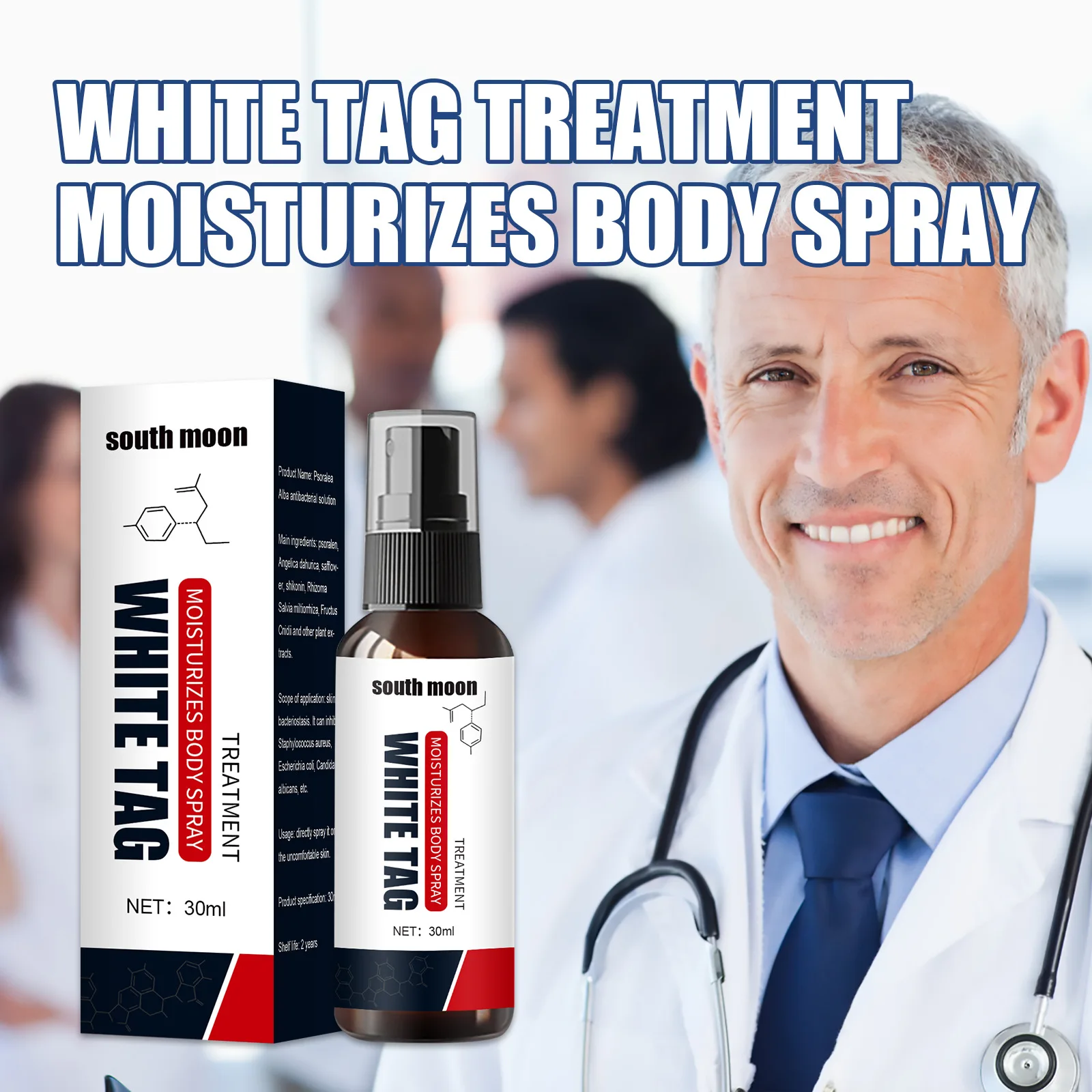 South Moon Vitiligo Treatment Spray Moisturizing Reduces White Spots Leukoplakia Disease Pigment Melanin Repair White Tag Care