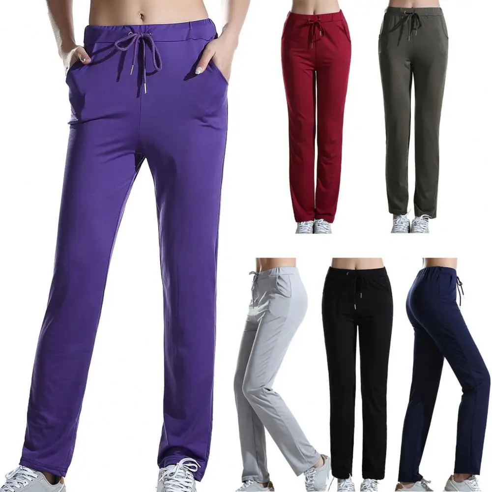 Pantaloni lunghi a compressione atletica attillati Pantaloni da yoga da donna con tasche Leggings fitness con coulisse regolabili casual