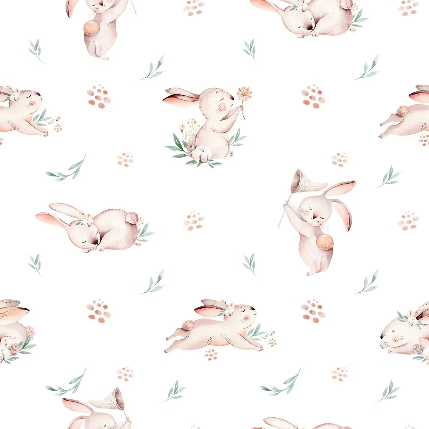 Customized wallpaper cartoon hand-painted cute rabbit wallpaper kindergarten baby room full house covered with wallpaper murals