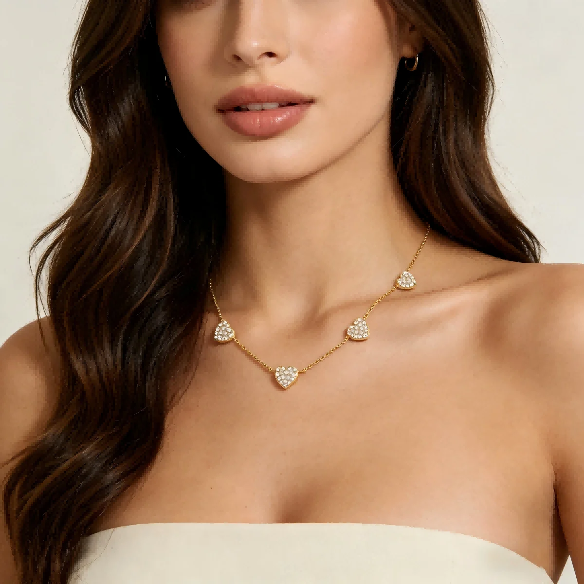 925 Sterling Silver Hearts Charm Necklaces Paved Full Clear CZ Heart Pendant Necklace for Women Gold Silver Color Fine Jewelry