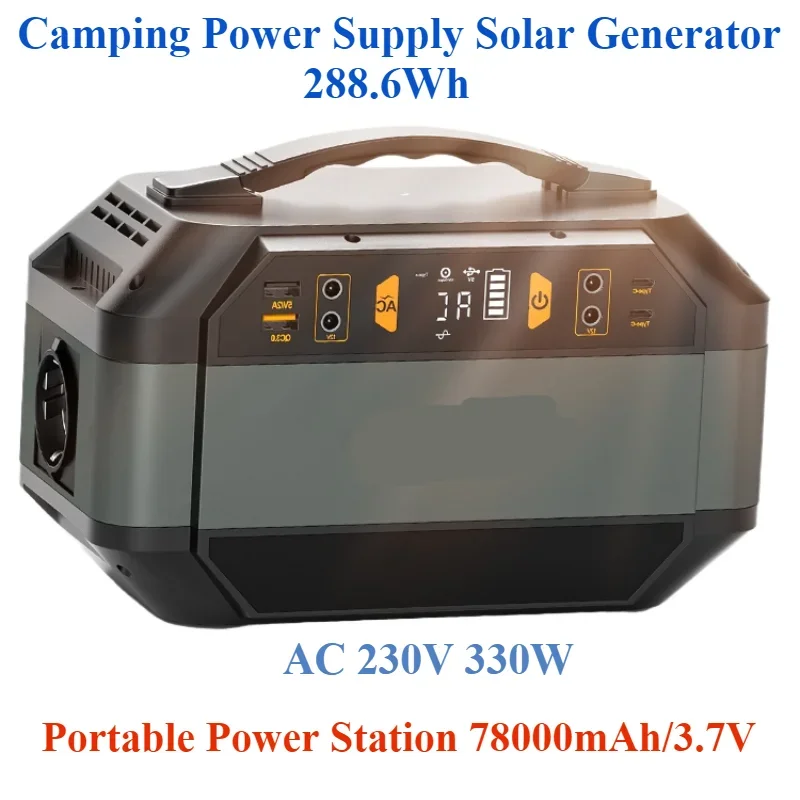 

Battery AC 230V 330W for Outdoor Camping Power Supply Solar Generator 288.6Wh Portable Power Station 78000mAh/3.7V