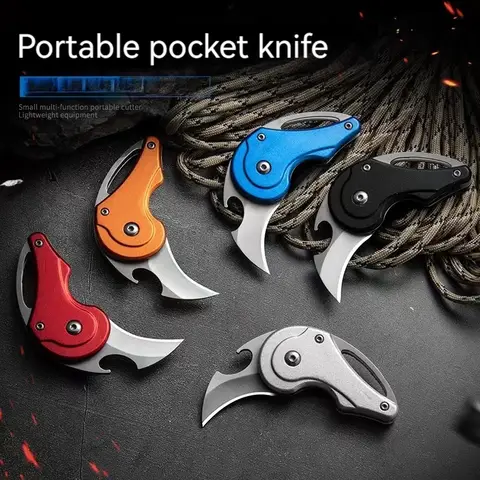 mini Outdoor Knife Portable EDC Key Pendant Fox Paw Necklace Knife Portable Mini Outdoor Survival Tool Knife Hiking