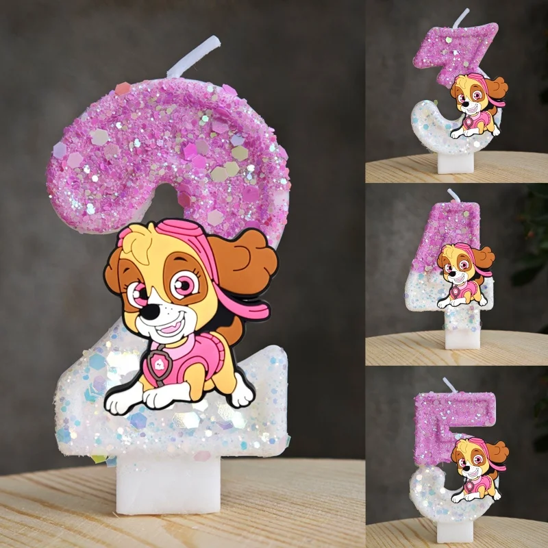 New Anime Paw Patrol Candle 0-9 Number Paw Patrol Cartoon Character Kids Birthday Party Cake Decoration Baby Shower Supplies
