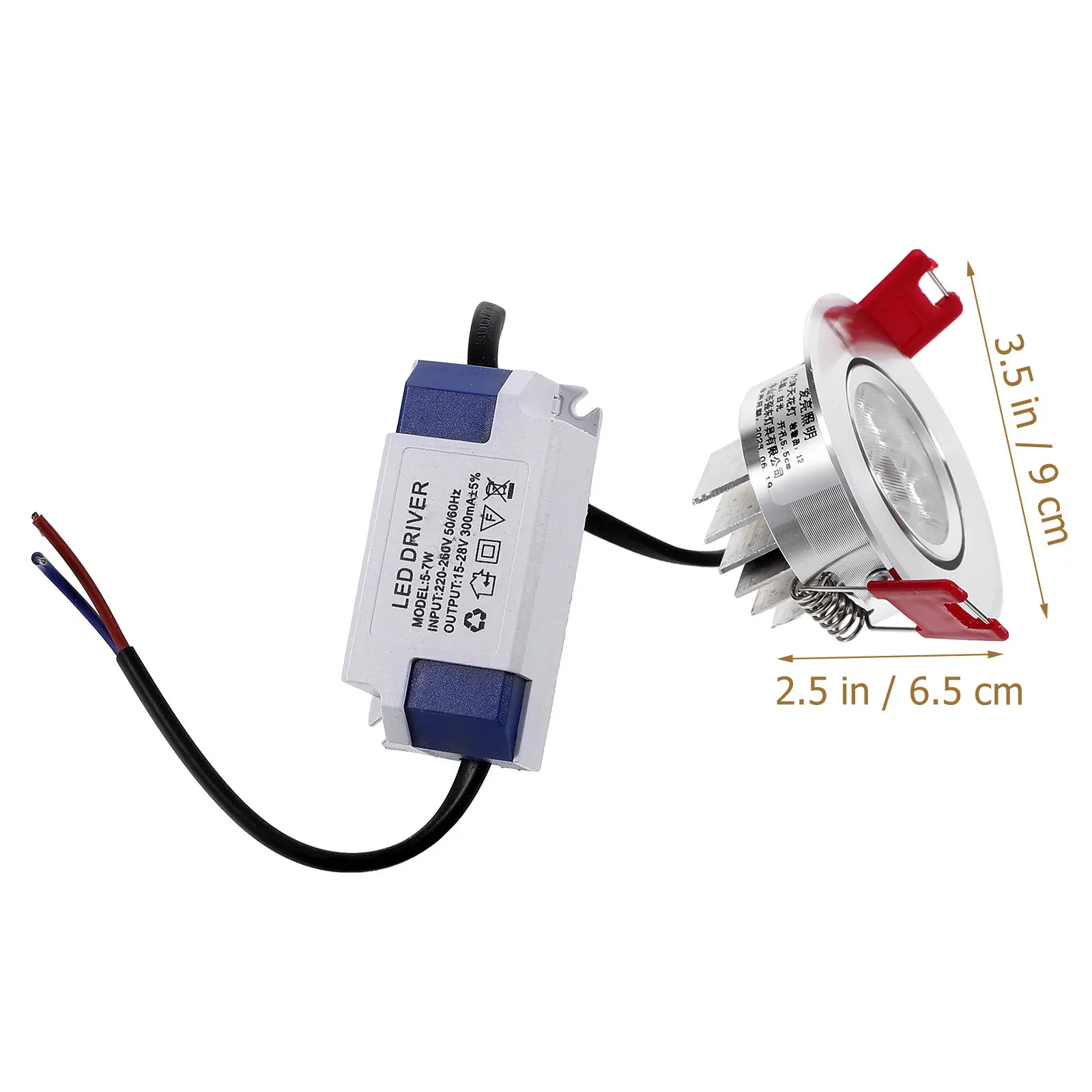 LED Recessed Downlight for Electricians to Improve Visibility, 3W 3-LED Adjustable White Light, Multi-Color Plastic, 1 Pc