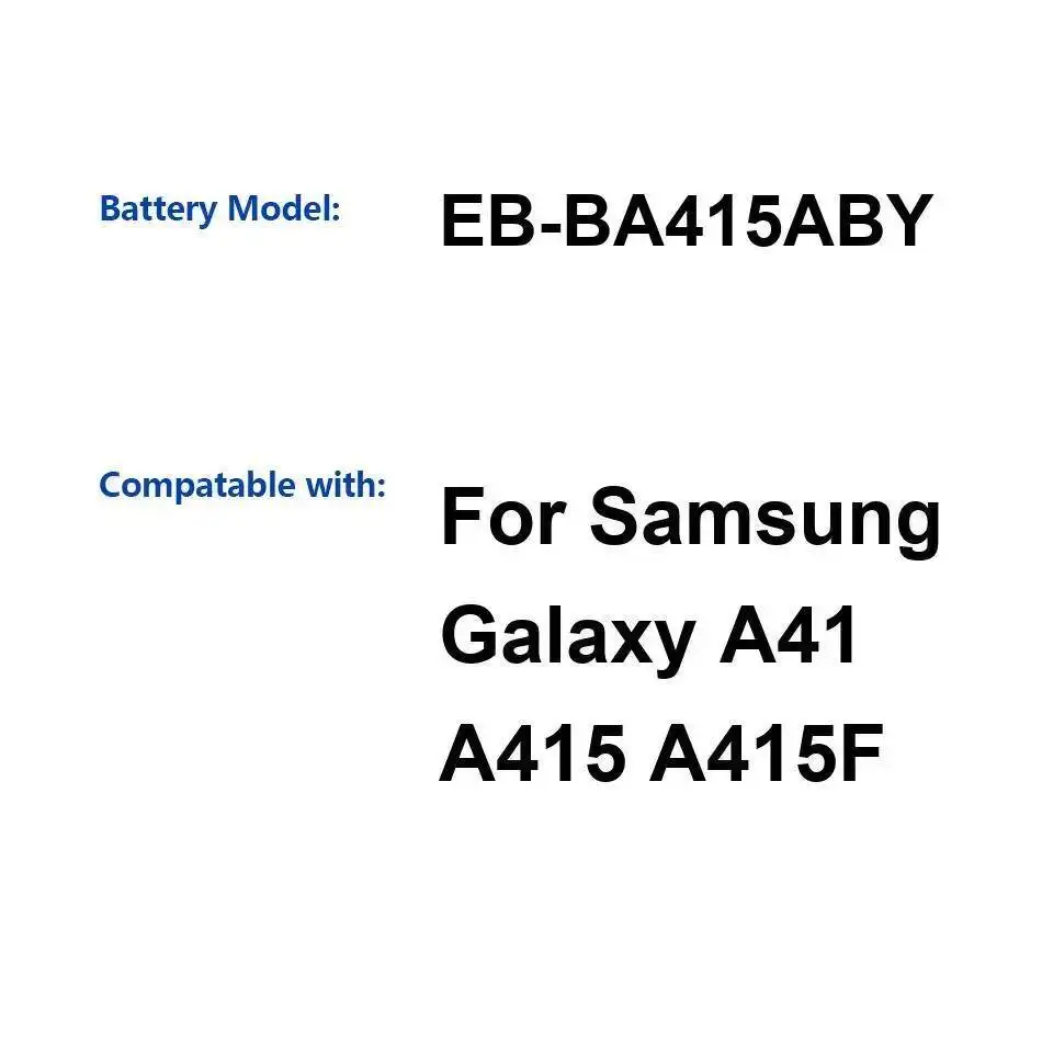 

Легкий аккумулятор для мобильного телефона Samsung Galaxy A41 A415 A415F, высокая совместимость EB-BA415ABY, 3500 мАч