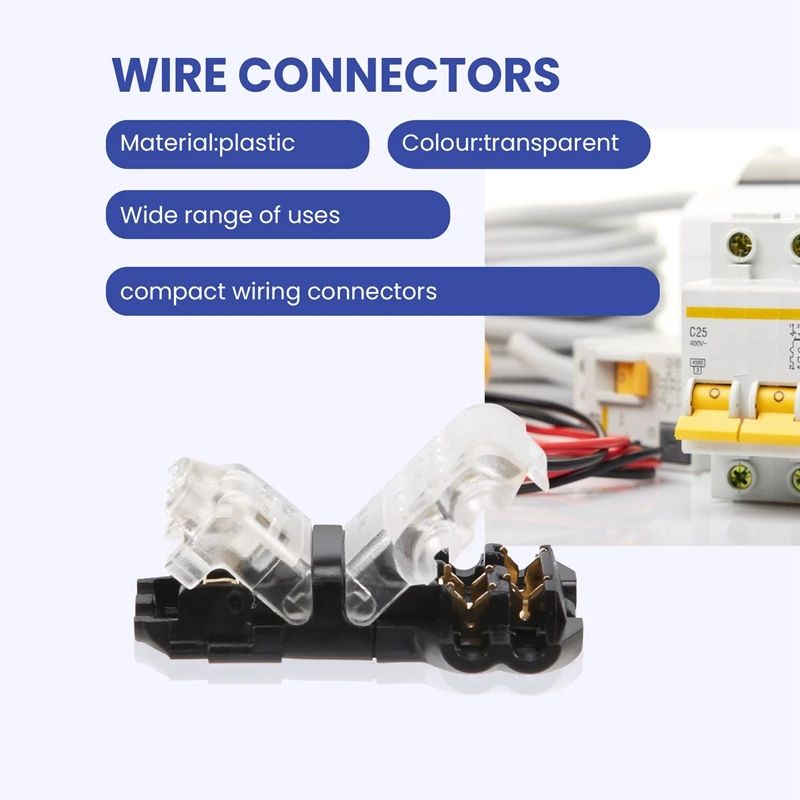 48 Pcs Wire Connectors Low Voltage T Tap Wire Connectors 2 Pin 2 Way Automotive Wire Connectors Compact Splice Connector