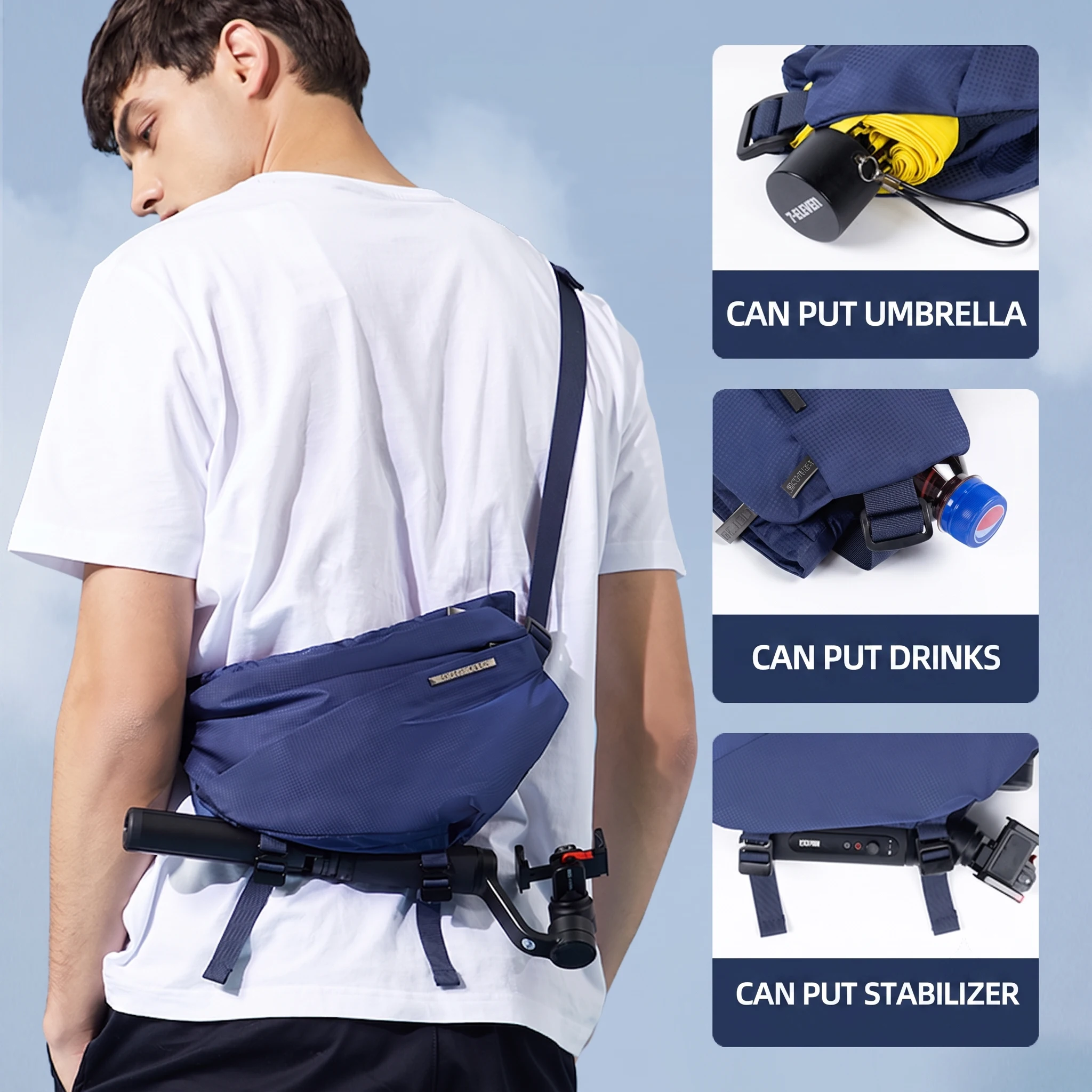 Trendy Unisex Crossbody Functional Chest Bag - Large Capacity Foldable, Magnetic Shoulder Strap for Sports Cycling & Commuting