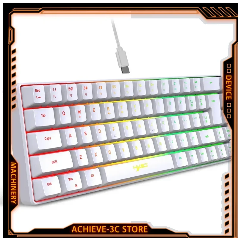 Wired Mechanical Keyboard RGB Backlight 68-keys USB Waterproof Mini Keyboards Mechanical Feel Game Office PC Laptop Accessories