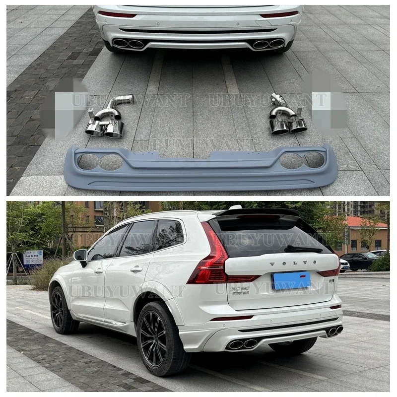 For Volvo NEW XC60 ABS REAR BUMPER TRUNK LIP SPOILER DIFFUSER With Exhaust Tips For XC60 2018-2025 view 6