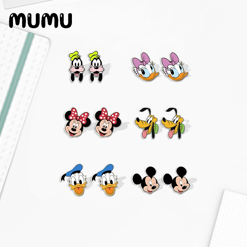 2024 New Cute Mickey Minnie Head Stud Earring Handmade Epoxy Jewelry Resin Acrylic Earrings Gifts Fans